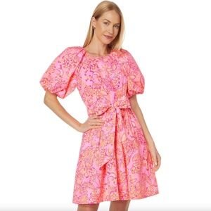 Lilly Pulitzer Knoxlie Floral Puff-Sleeve Dress, Pink, Size 4, NWT